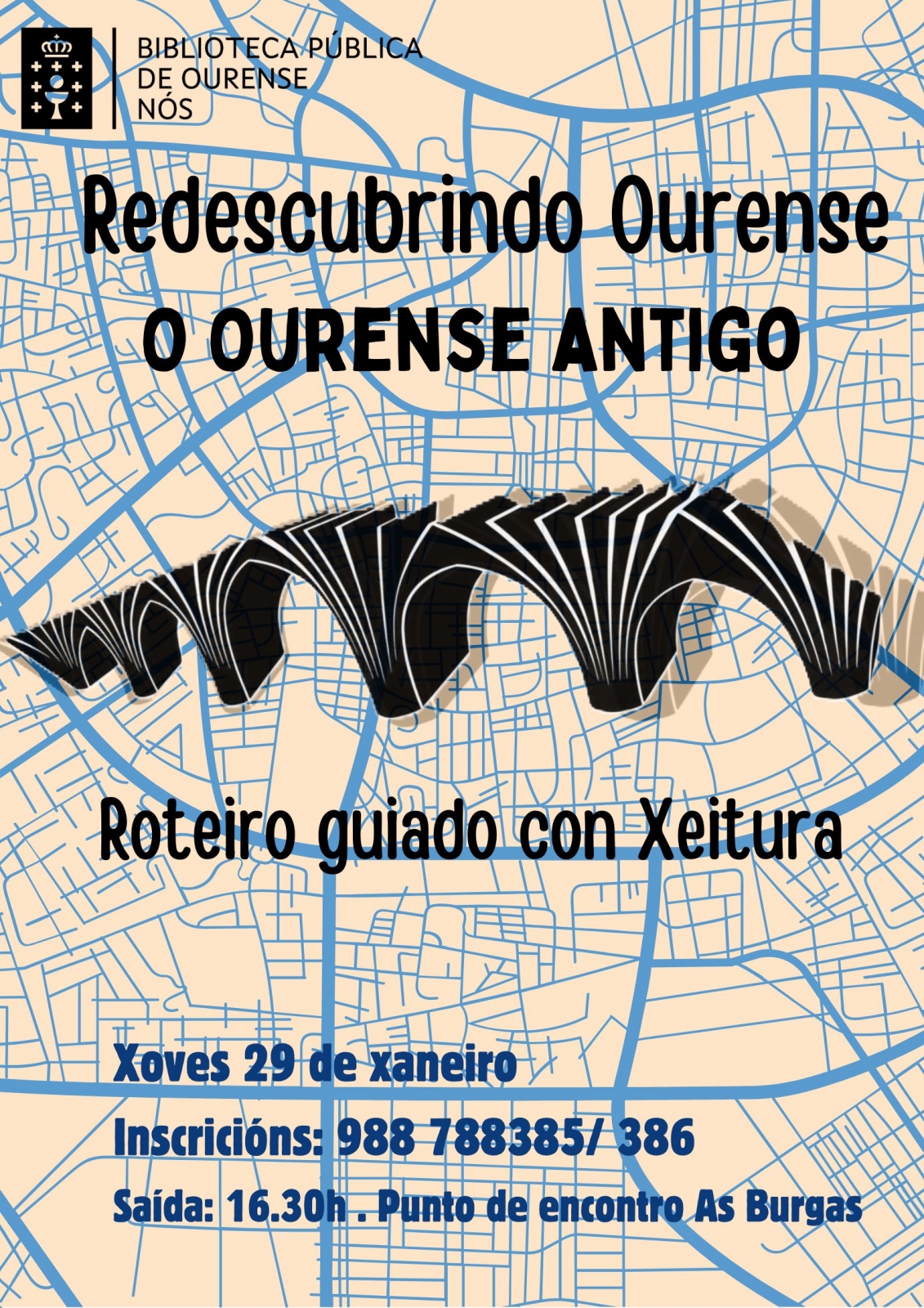 Cartel do roteiro polo Ourense antigo