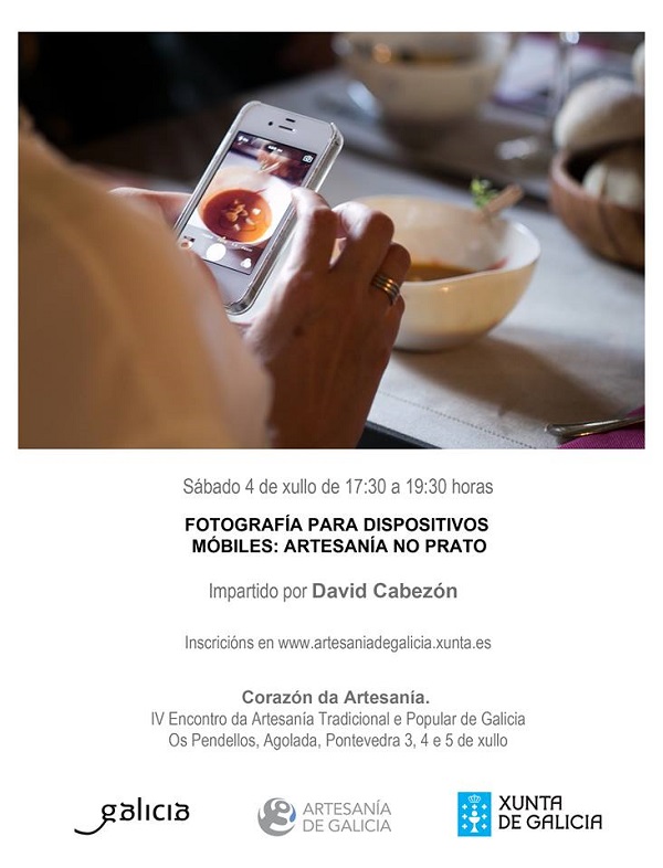 Taller de fotografía con móviles a artesanía en el plato