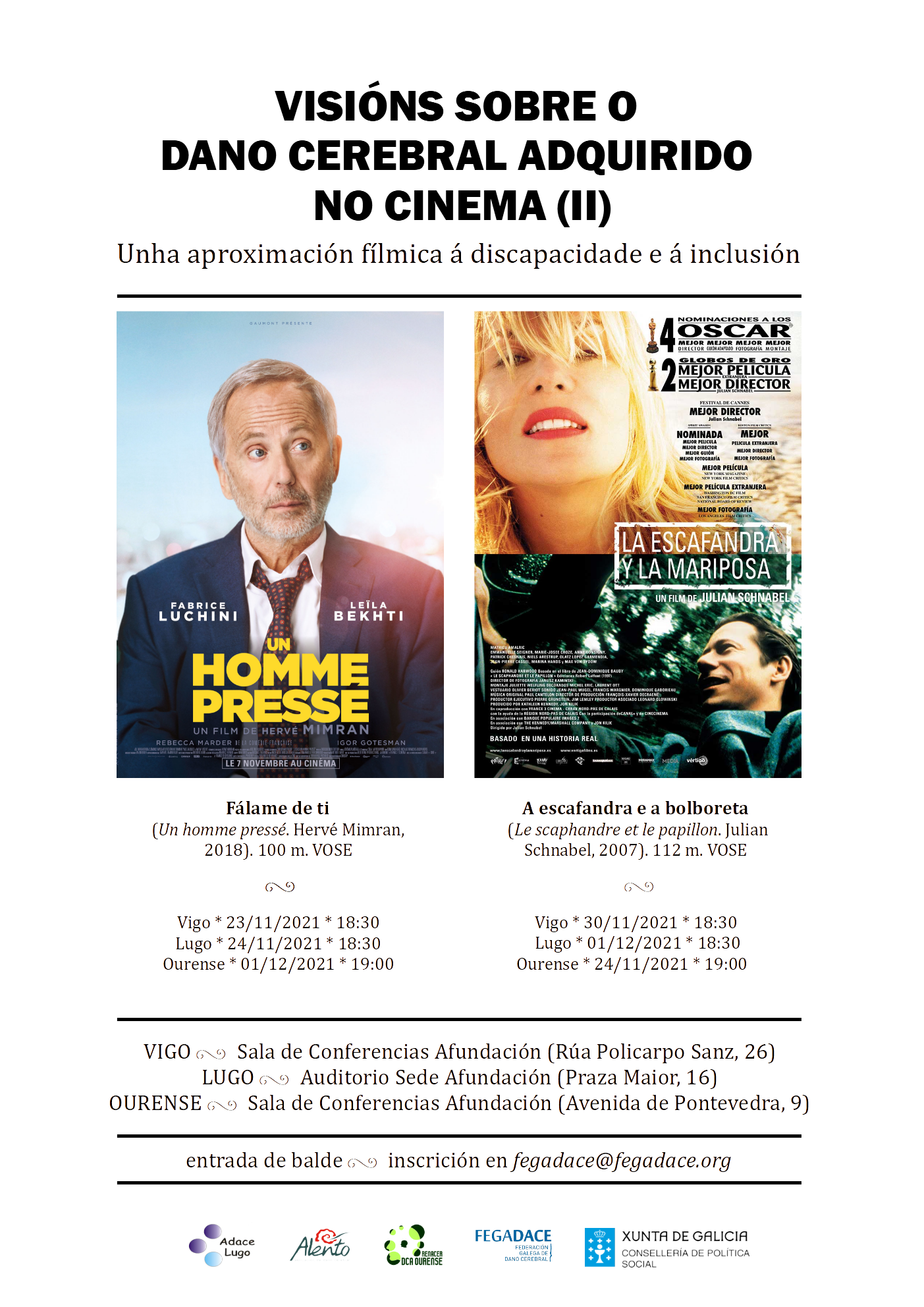 Cartel do ciclo visións sobre o dano cerebral adquirido no cinema
