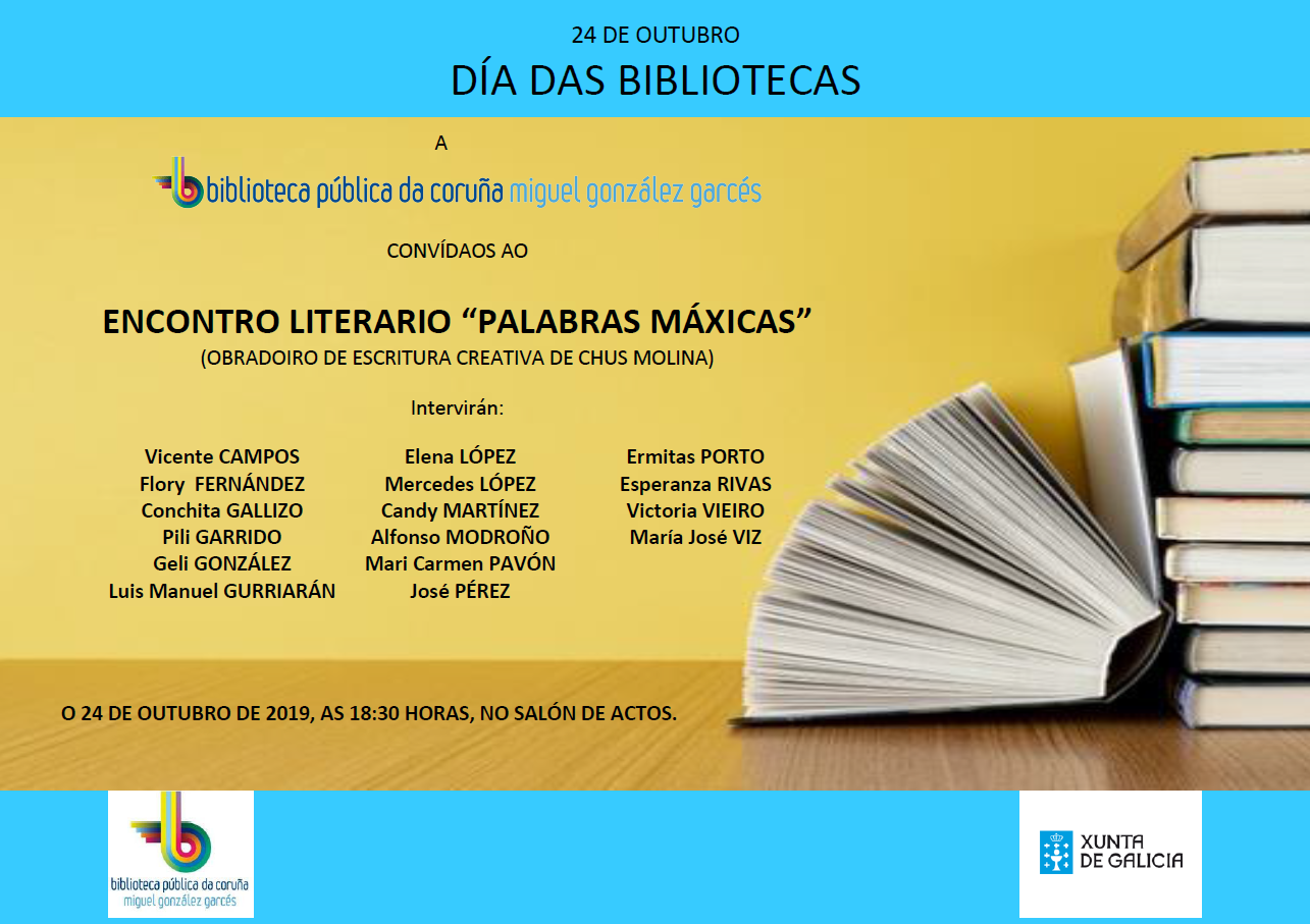 Encontro literario PALABRAS MÁXICAS, obradoiro de escritura creativa con Chus Molina Raspal_Biblioteca Pública da Coruña MG Garcés