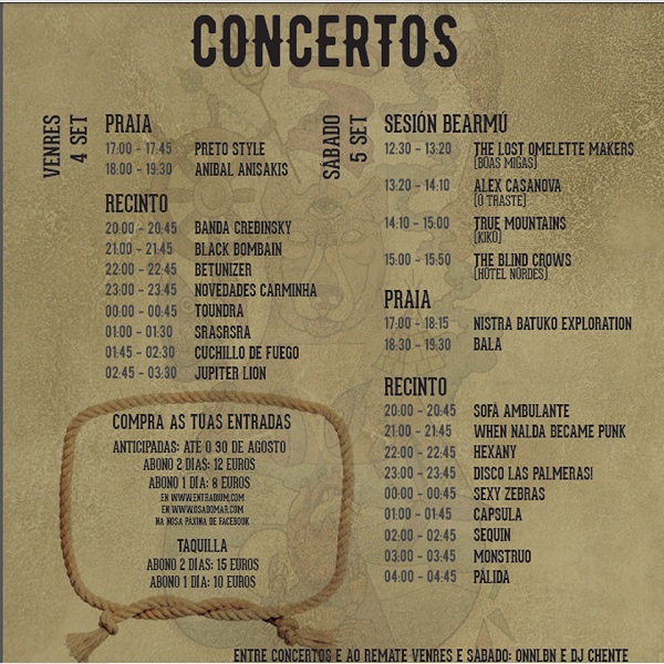 Horarios de conciertos del Festival