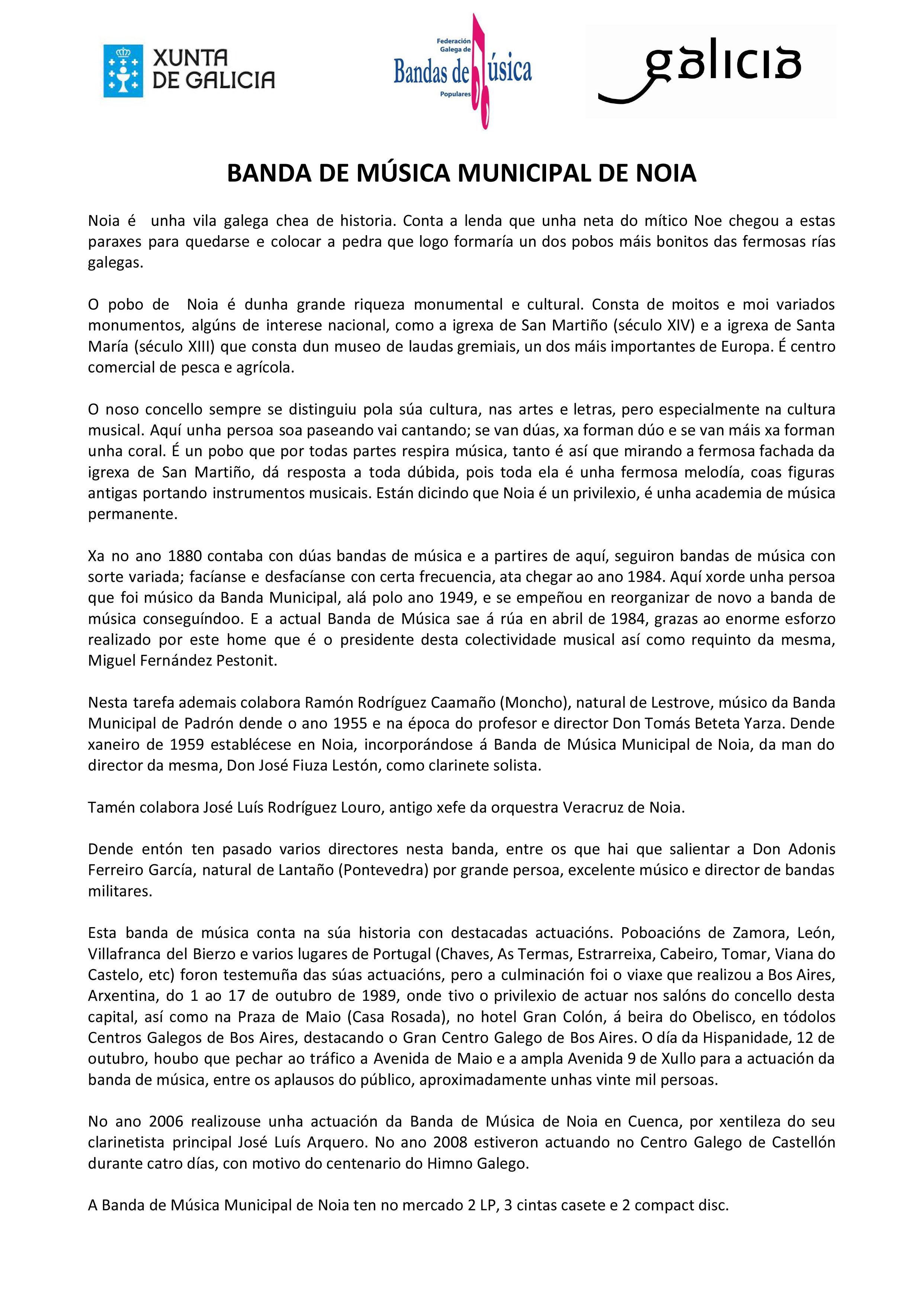 Currículo Banda de Música Noia