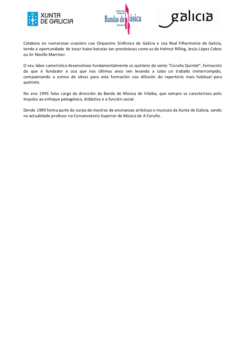 Currículo Banda de Música de Vilalba