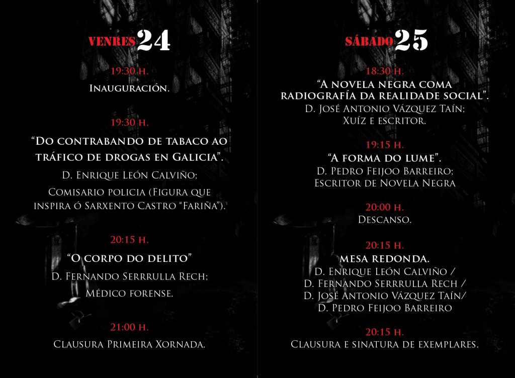 Díptico xornadas de novela negra da biblioteca de Verín