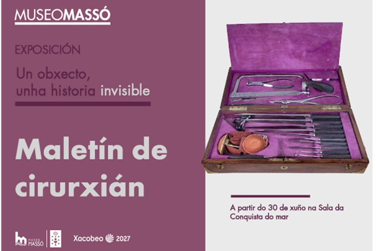 Mostra explicativa dun maletín de cirurxián para levar nas embarcacións