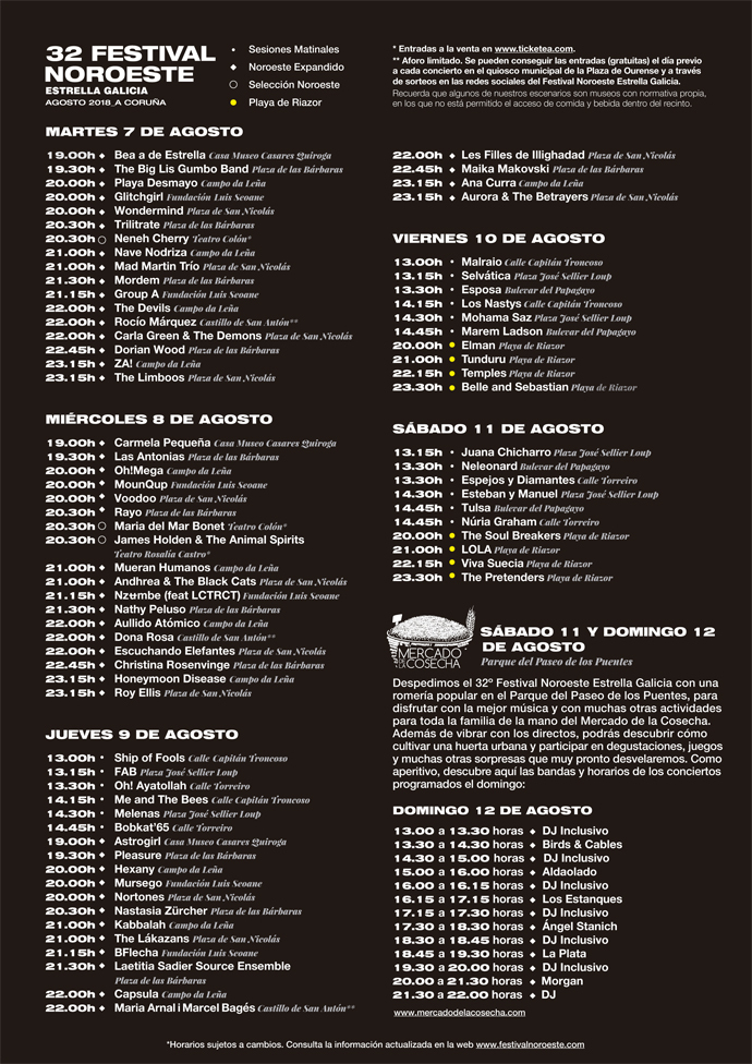 Cartel Festival Noroeste Estrella Galicia 2018