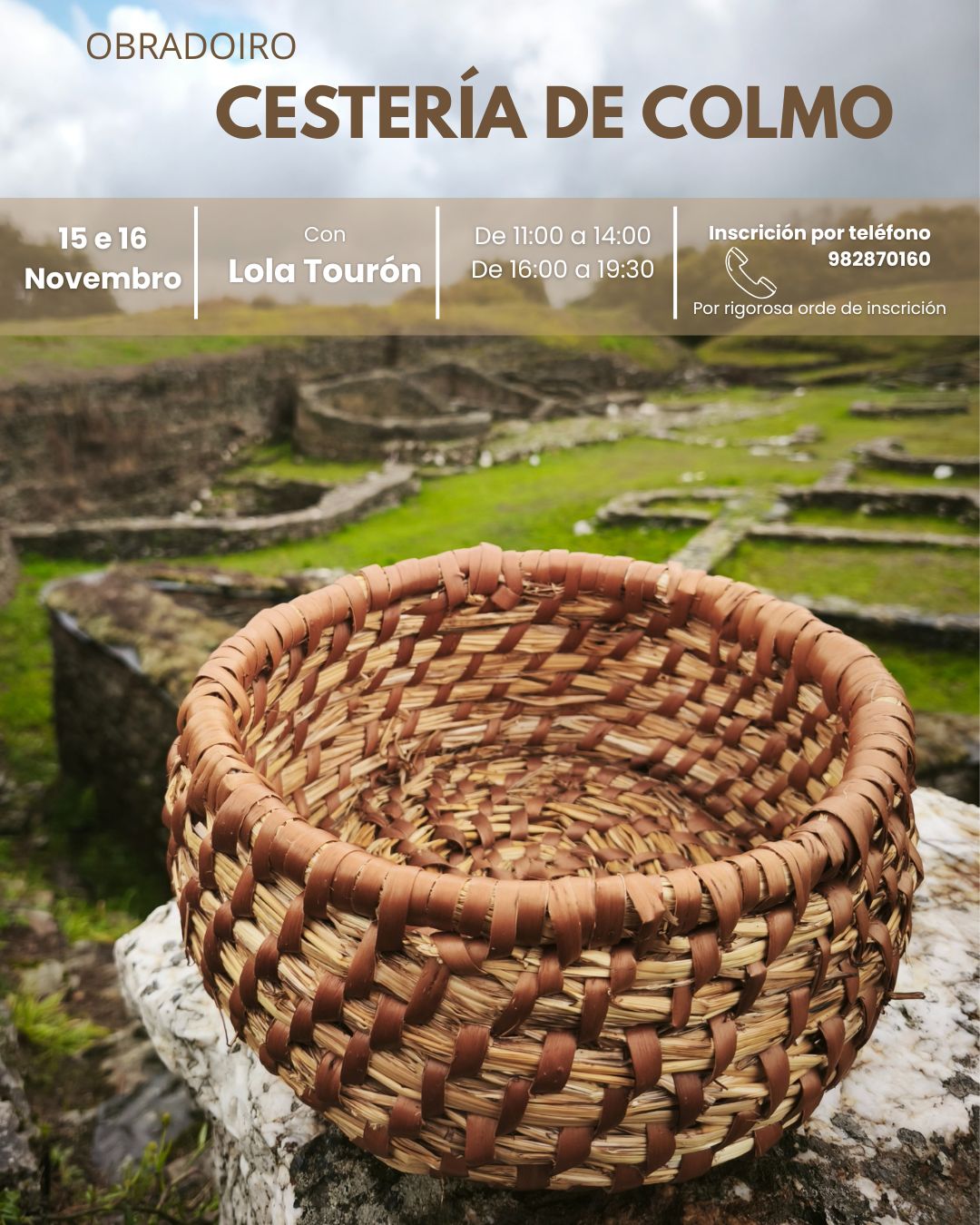 Obradoiro de cestería no Museo do Castro de Viladonga