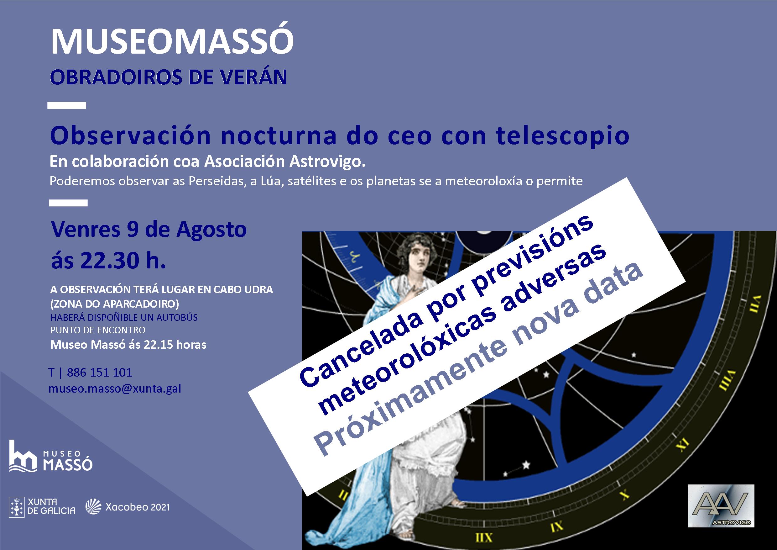 Observación nocturna do ceo con telescopio