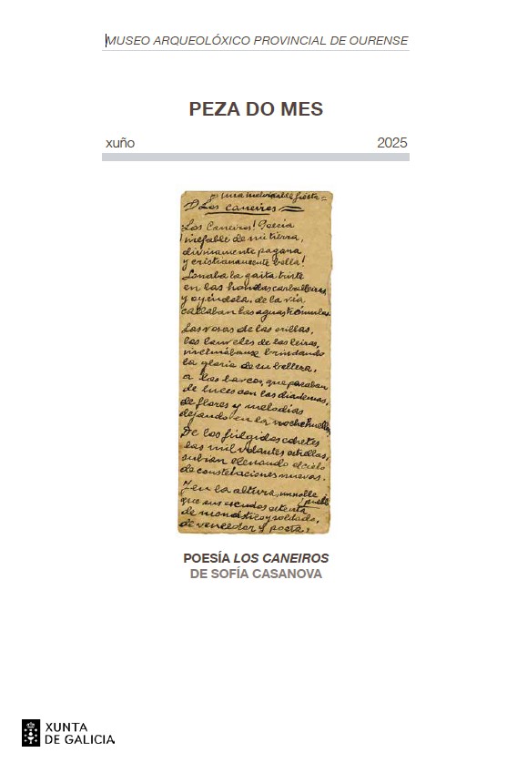 Portada de la publicación de la Pieza del Mes de junio del Museo Arqueológico de Ourense. 