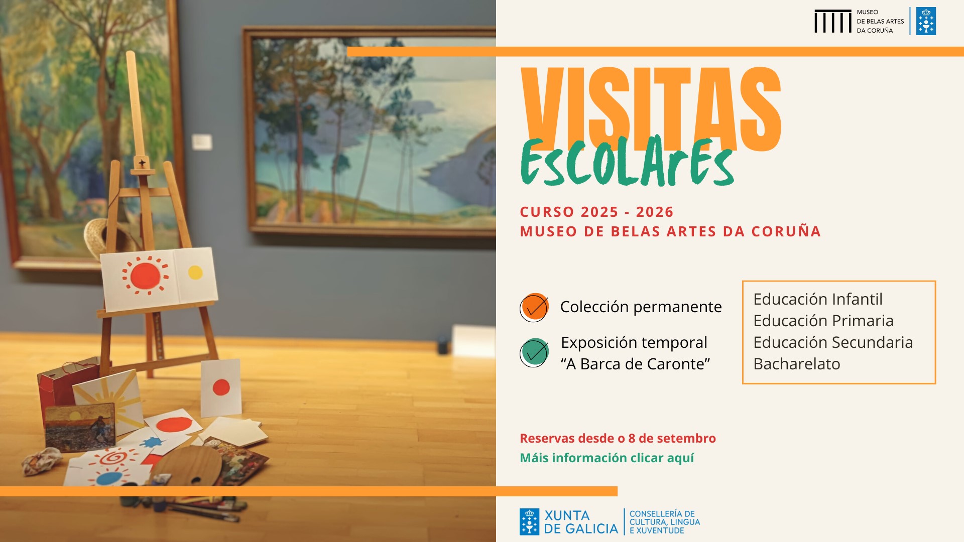 visitas escolares todo o curso 2025-2026 no Museo de Belas Artes da Coruña