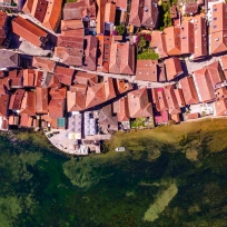 Conjunto histórico de Combarro (Poio). Vista aérea del núcleo histórico marinero