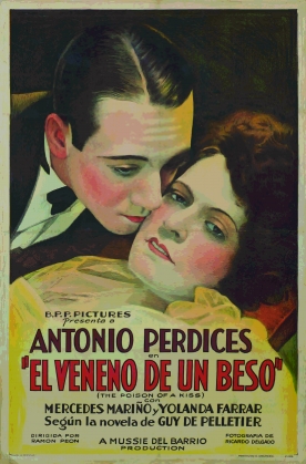 Cartel del filme "Él veneno de un beso", protagonizado por Mercedes Mariño