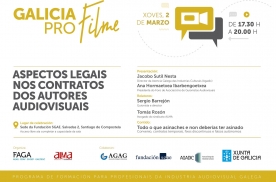 La Agadic organiza el 21 de marzo en su sede de la Cidade da Cultura una nueva sesión de este ciclo formativo para profesionales de la industria audiovisual gallega La Agadic organiza el 21 de marzo en su sede de la Cidade da Cultura una nueva sesión de este ciclo formativo para profesionales de la industria audiovisual gallega
