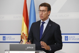 El presidente de la Xunta en la rueda de prensa del Consello