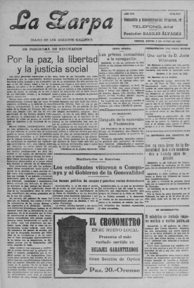 Galiciana incorpora a colección completa de ‘La Zarpa’, o diario agrarista fundado por Basilio Álvarez que se publicou en Ourense entre 1921 e 1936
