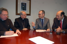 Xesús Vázquez Abad na súa reunión co bispo de Ourense