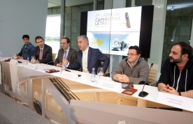 O secretario xeral de Cultura, Anxo Lorenzo, e o secretario xeral de Política Lingüística, Valentín García, na rolda de prensa
