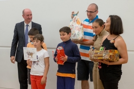Román Rodríguez, conselleiro de Cultura, Educación e Ordenación Universitaria, entregou esta mañá na Cidade da Cultura de Galicia os premios a curtas de animación en galego realizadas baixo a técnica stop-motion no marco do programa de dinamización lingüística Nós tamén creamos!