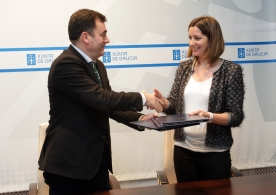O conselleiro de Cultura, Educación e Ordenación Universitaria, Román Rodríguez, asinou esta tarde coa alcaldesa de Lugo, Lara Méndez, un convenio para a realización das obras de mantemento do Cuartel de San Fernando