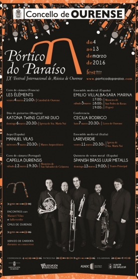 El Festival Internacional de Música de Ourense Pórtico do Paraíso celebrará su novena edición del 4 a 13 de marzo 