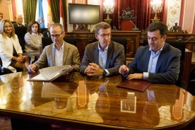 Alberto Núñez Feijóo, presidiu a sinatura do convenio de colaboración co concello para a rehabilitación da antiga Igrexa de San Francisco como espazo museístico